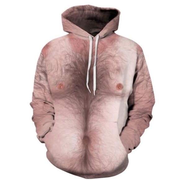 Adult Small Hairy Chest 3D Printed Hoodie - Picture 2 of 10